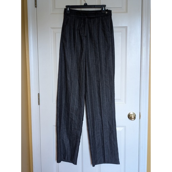 MARELLA Pants - Marella Italy Charcoal Pinstripe Pleated Wide Leg Dress Pants Women's 30x37